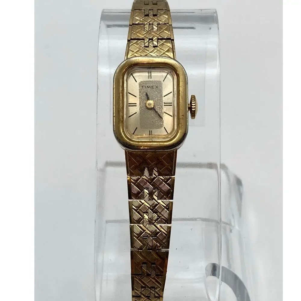 VTG 70'S Timex 17j Mechanical Wind Up Women's Petite Dress Watch 15mm Wist 6.25